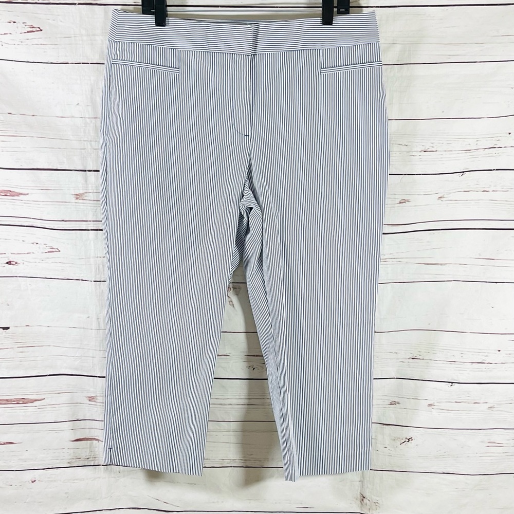 Ann Taylor Factory Women’s Pants The crop Slim Leg Petite Size 14P White Striped